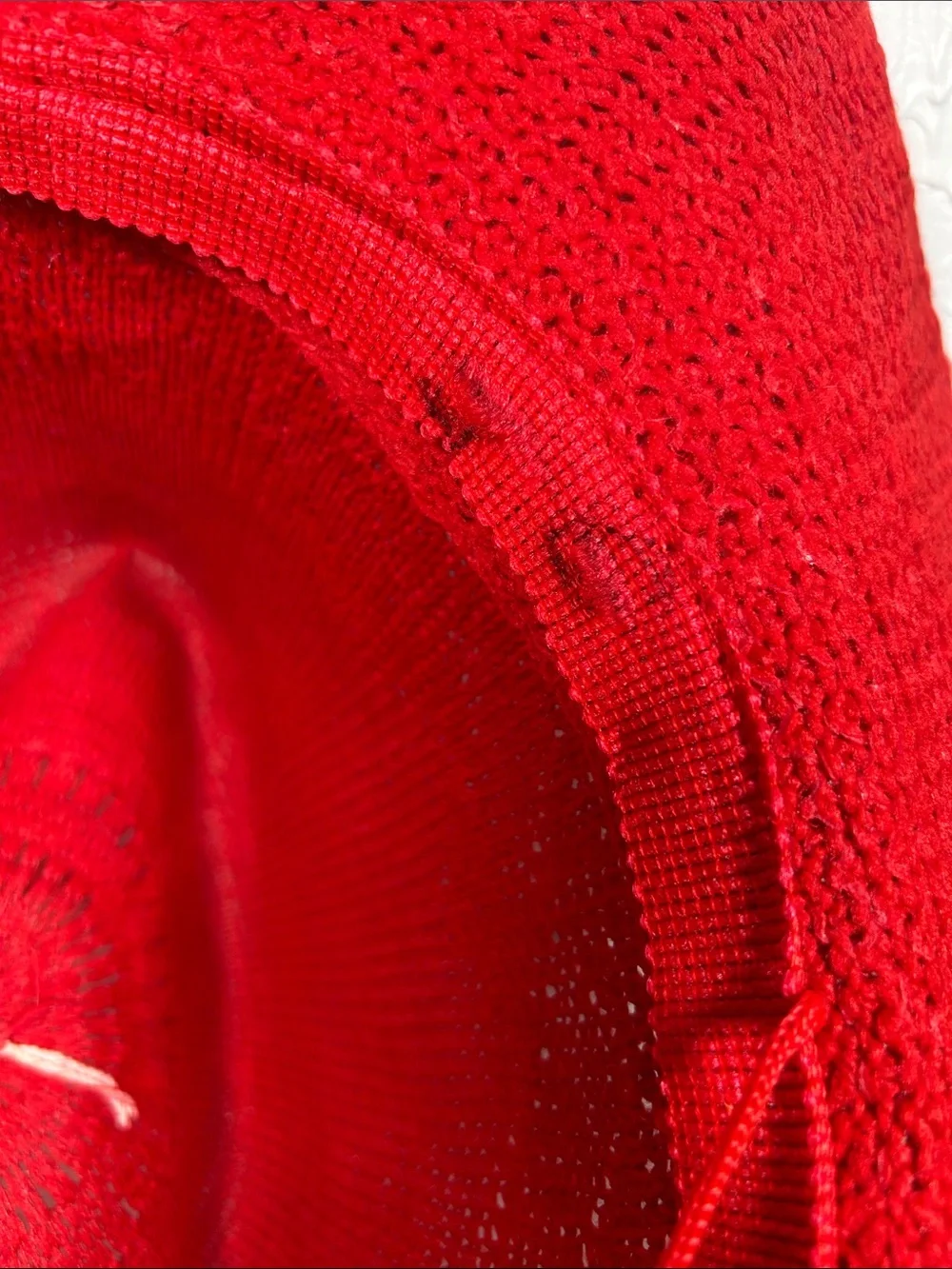 Red Woven Knit Cowboy Hat with Gold Ribbon Accent Chin Strap Summer Western Hat - Picture 11 of 11